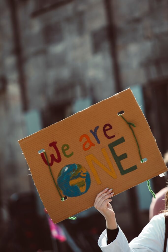 a person holding a sign